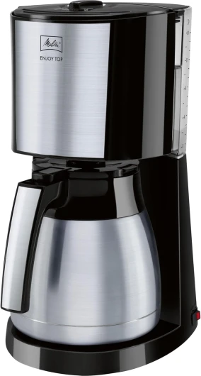 Cafetière à Filtre Enjoy Top Therm Noir/Acier Brossé, avec Verseuse Isotherme en Acier Inoxydable et Sélecteur d’Intensité, capacité 1O-15 tasses, modèle 1017-08