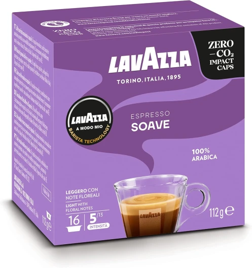 Cafe Espresso Soave - Café Capsule A Modo Mio - 100 % Arabica - Café Doux et Léger - 16 Capsules Compatibles Lavazza A Modo Mio® ,16 Unité (Lot de 1)