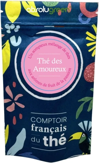 Thé Mixte Thé des Amoureux - Comptoir Français du Thé - Thé Mixte fruit de la passion - Maison Française - Thé en vrac (80 GR)