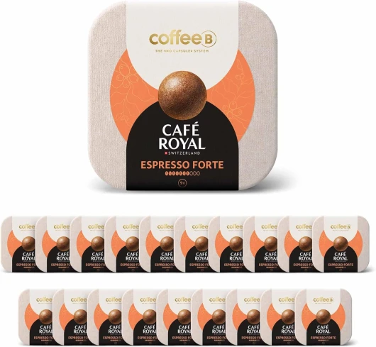 180 Coffee Balls Espresso Forte - Boules de café haut de gamme 100% compostable - Spécialement conçues pour l'utilisation de la machine à café CoffeB by Café Royal