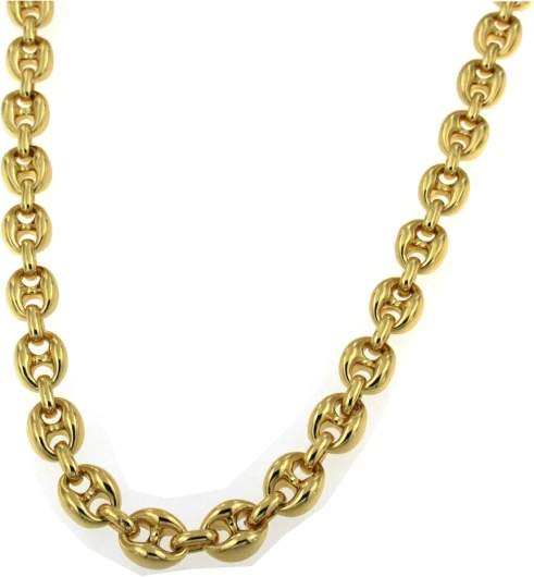 Tendenzalia Collier chaine grain de café très lourd 18kt or doublé 10mm longueur 50cm, bijoux