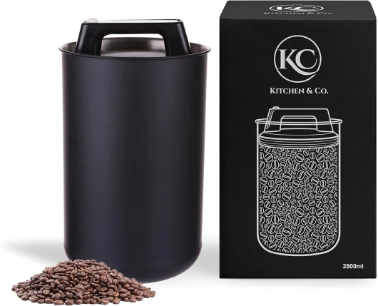 Boîte hermétique pour 1 kg de café en grains avec couvercle sous vide (boîte pour le café, le thé, boîte en acier inoxydable pour le stockage avec joint aromatique), boîte pour 1000 g de café