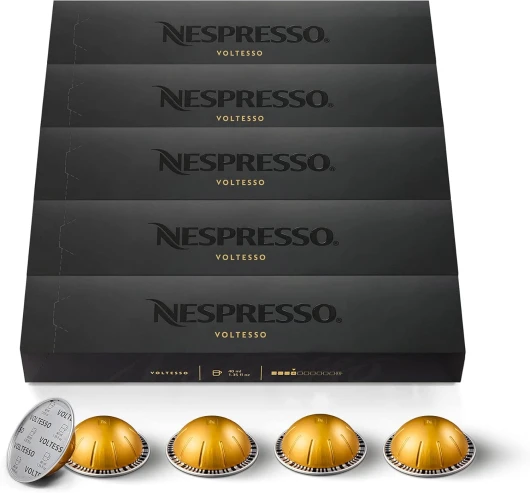 Vertuo – Bundle 50 Capsules de Café Voltesso – Intensité 4 – Pour Espresso 40 ml – (5 étuis de 10)