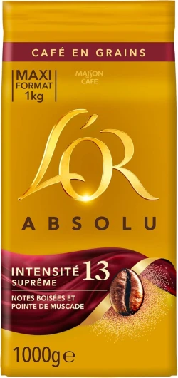 L'OR, 1KG Café en grains Absolu, Intensité 13, 1KG