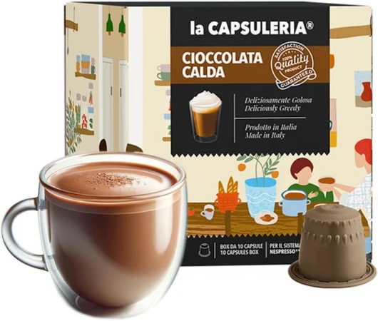 CHOCOLAT CHAUD (80 Capsules) compatible avec Nespresso, Lot de 8 x 10 Capsules (80 portions tot) - la Capsuleria CHOCOLAT CHAUD 80 unité (Lot de 1)