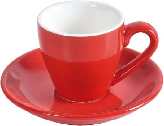 IonEgg Tasse à expresso en porcelaine avec soucoupe - 80 ml - Rouge