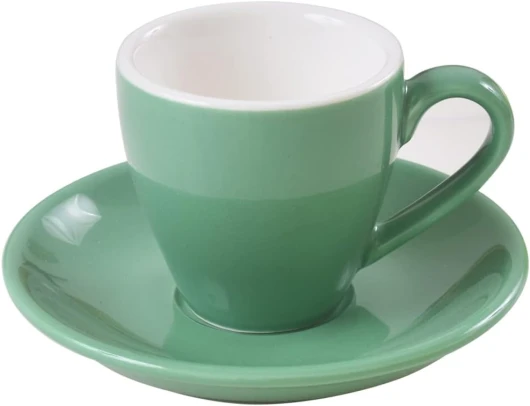 IonEgg Tasse à expresso en porcelaine avec soucoupe, 80 ml, cyan