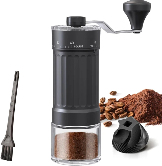 OrkeyDolk® Moulin à café manuel externe réglable avec broyeur conique contemporain en céramique de haute précision et réglage à 40 niveaux, convient pour Aeropress, pour over et cafetières à moka.