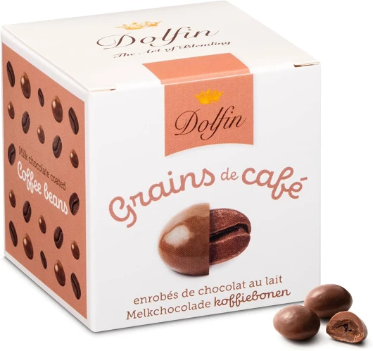 Grains de Café au Chocolat au Lait - Billes Décadentes Enrobées de Chocolat Crémeux Artisanal, Coeur - Idée Cadeau, Confiserie, Bonbons & Friandises - Fait en Belgique, 115g