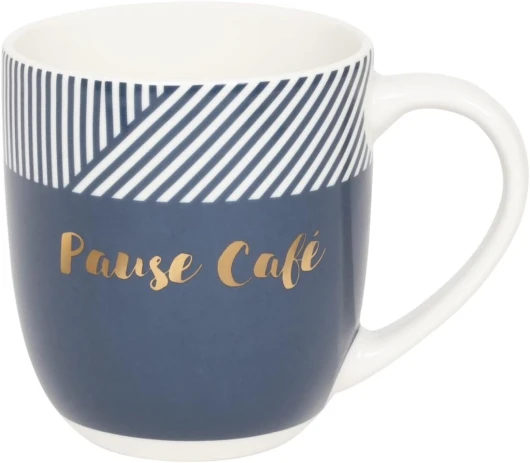 Mug en Céramique Bleu Pause Café - Cadeau Humour 320 ml - Coffret Cadeau Élégant - Idée Cadeau Amitié, Anniversaire, Collègue - Design Chic & Tendance, Message Or à Chaud Pause Cafe