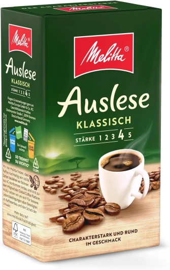 Auslese Café Filtre 500 g, Moulu, en Poudre pour Machines à Café Filtre, Torréfaction Forte, Torréfié en Allemagne