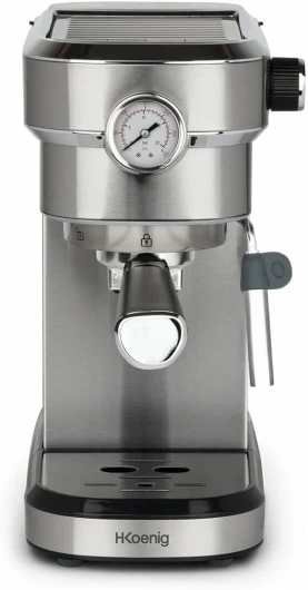 H.Koenig Machine Expresso Automatique Professionnelle Pression 20 Bar EXP820, Inox, Portable, Système thermoblock, 1.1L, Pompe baromètre intégré, Chauffe-tasses, Buse Vapeur, Cafés et Boissons lactées