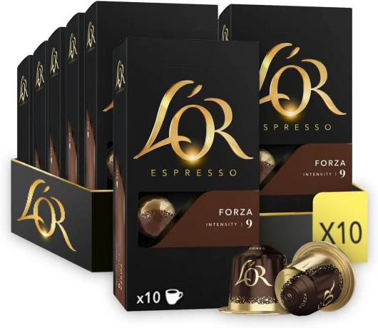 L'OR Forza - 100 Capsules de Café intensité 9 - Compatibles Nespresso®* (lot de 10 x 10)