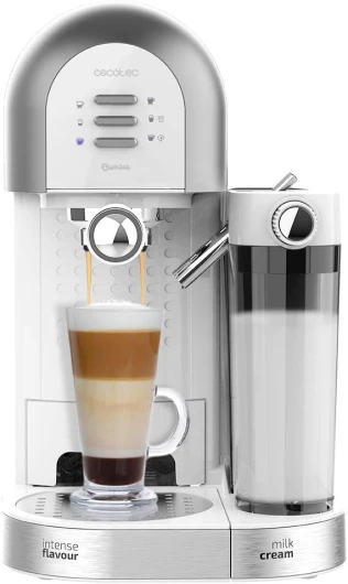 Machine à Café Semi-automatique Power Instant-ccino 20 Chic Serie Bianca - 1470 W, 20 Bars et Thermoblock, Elle convient pour café moulu et en dosettes, Réservoir 1,7 L Blanc